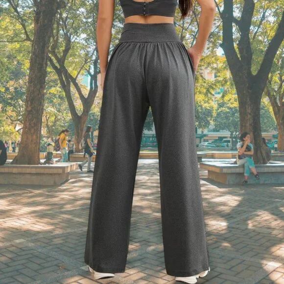 Super Baggy Comfy Ultra Soft Stretchy Jersey Knit Bouncy Flare Wide Leg Pants - Picture 2 of 9